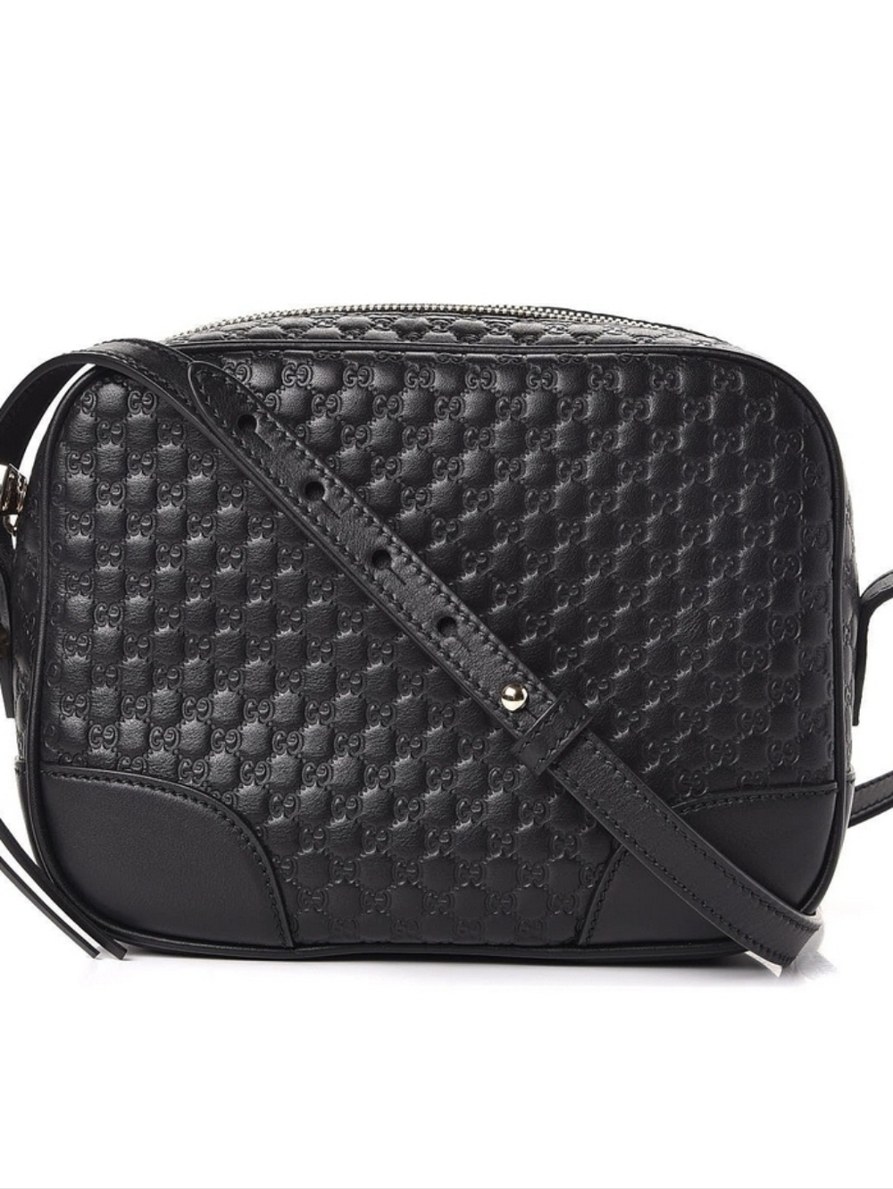 Black Gucci Embossed Crossbody Bag With Insert .